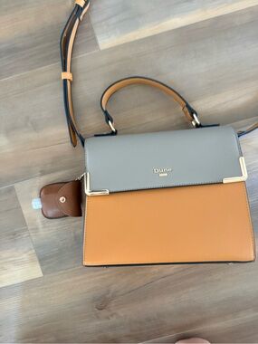 Dune London Two-Tone Tan & Gray Top-Handle Satchel